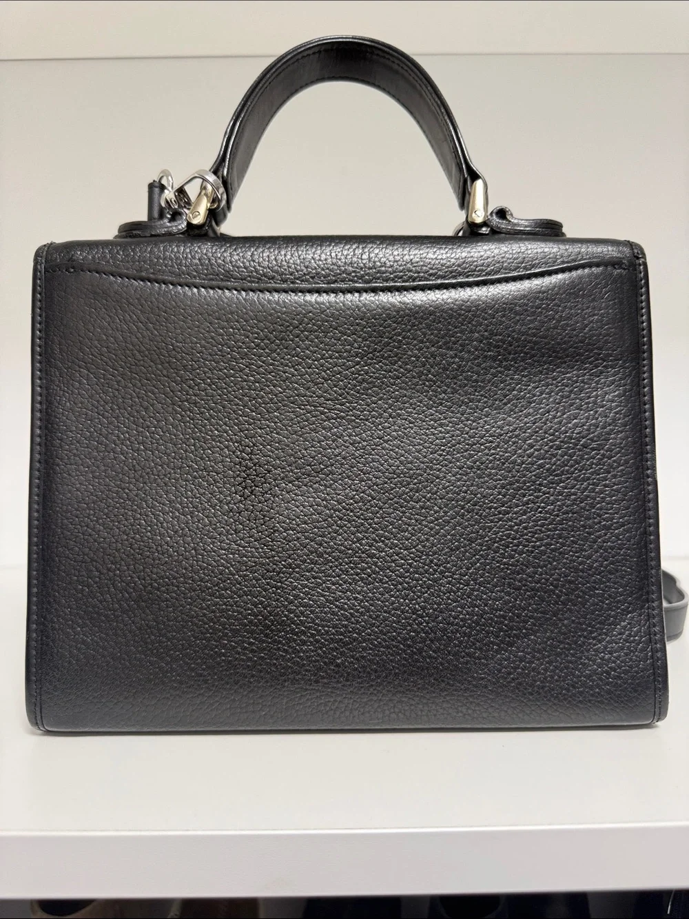 Burberry Black Pebbled Leather Top-Handle Satchel
